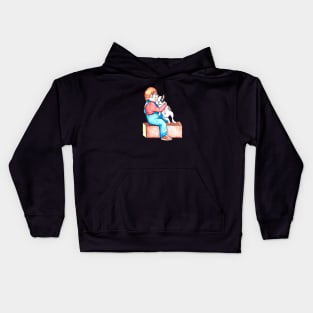 boy and puppy Kids Hoodie